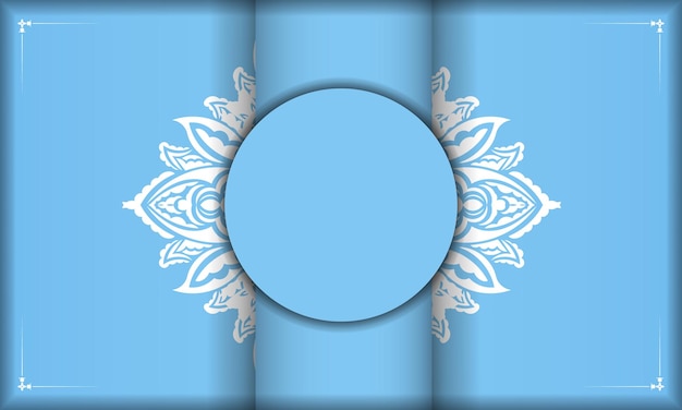 Шаблон баннера синего цвета с греческим белым узором для дизайна под вашим логотипом