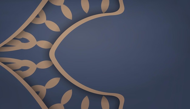 로고 또는 텍스트 디자인을 위한 인도 갈색 패턴이 있는 파란색 배너 템플릿