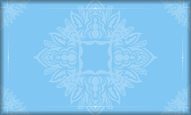 Вектор Шаблон баннера синего цвета с индийскими белыми орнаментами для дизайна под вашим логотипом