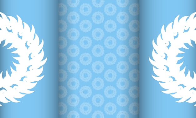 텍스트 아래 디자인을 위한 인도 흰색 패턴이 있는 파란색 배너 템플릿