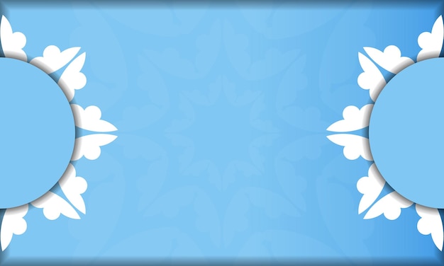 Modello di banner di colore blu con motivo bianco indiano e posto sotto il testo