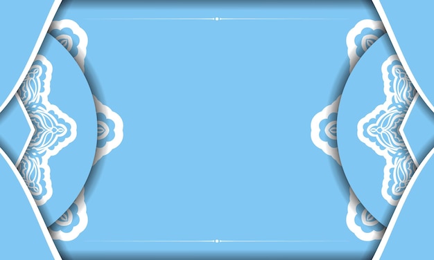 Modello di banner di colore blu con ornamento bianco vintage per il design sotto il tuo logo o testo