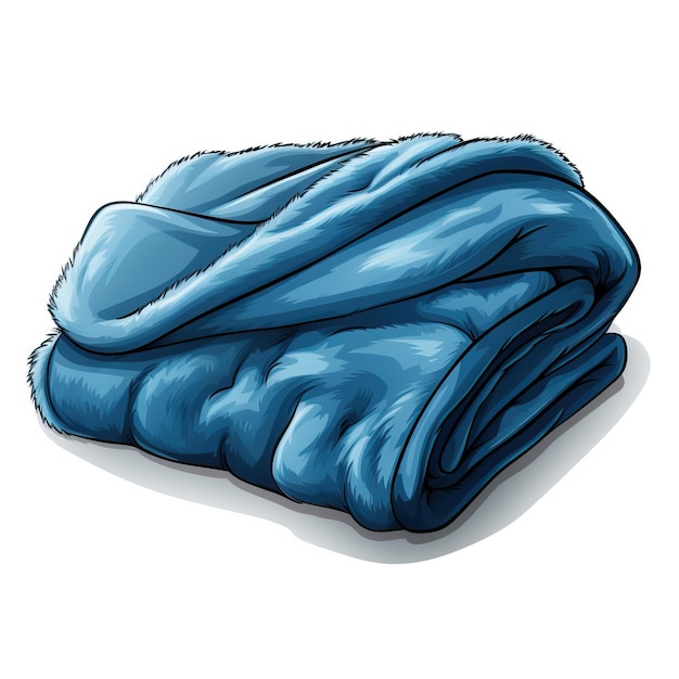 Vector blue color blanket cartoon vector white background isolat