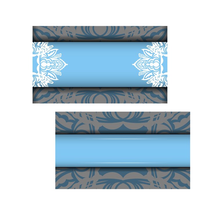Vector blue color brochure template with indian white ornaments for your design.