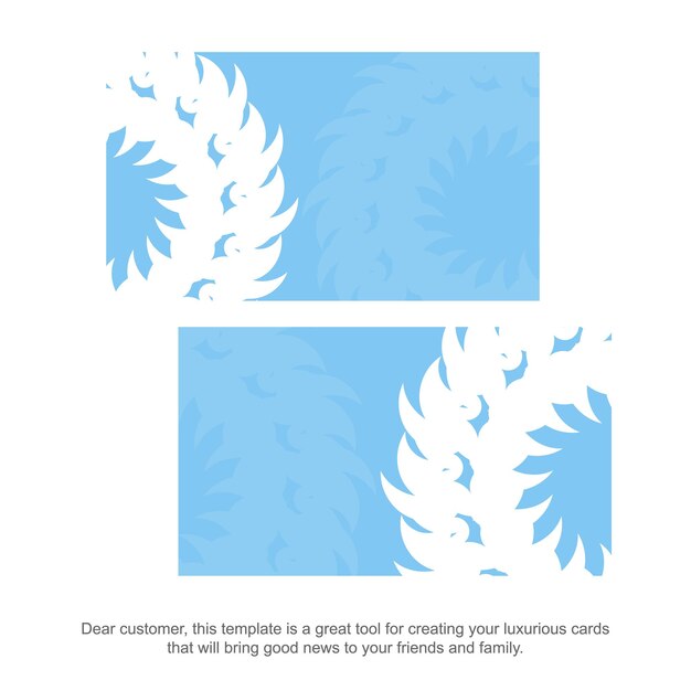 Blue color business card with abstract white ornament for your business.