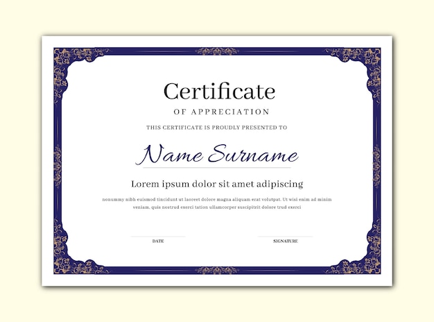 blue color certificate frame and border design free download