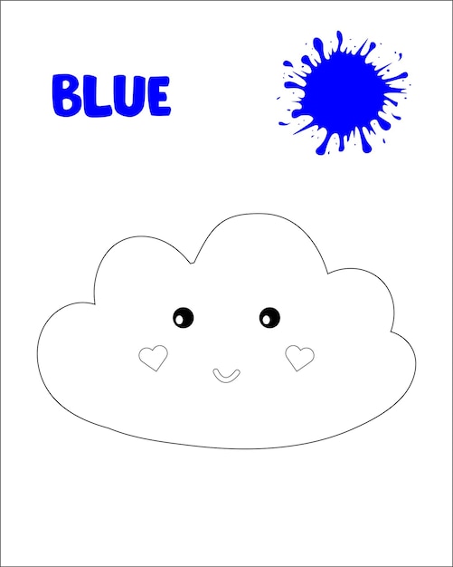 Colore blu, pagina da colorare nuvola