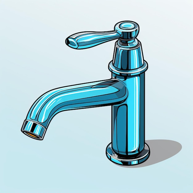 Vector blue color faucet handdrawn vector white background isol
