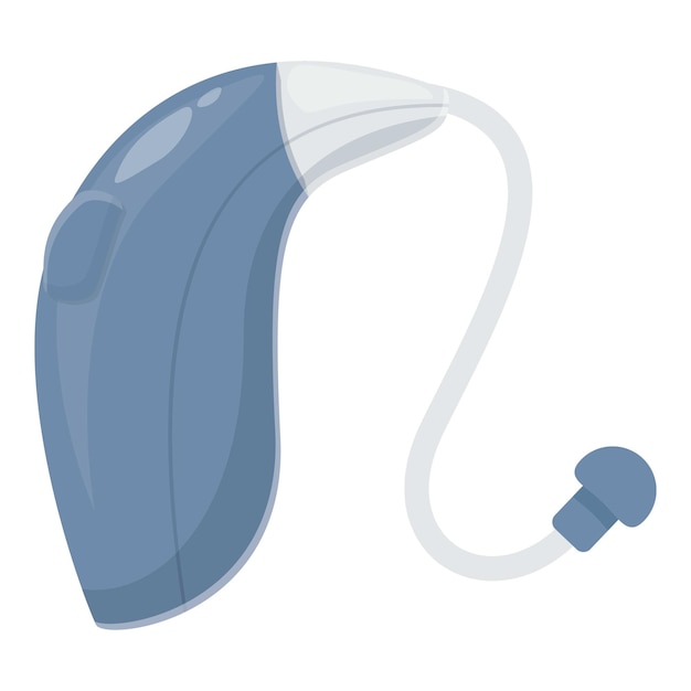 Blue color hearing aid icon cartoon vector noisy level volume