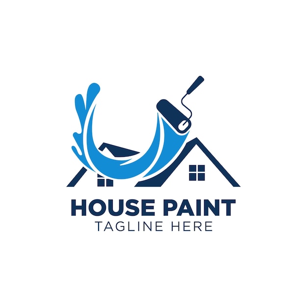 Blue color house painting logo business clipart