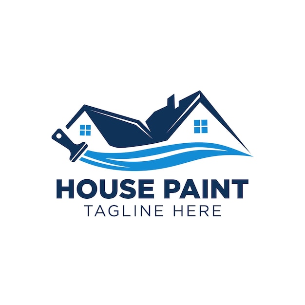 Blue color house painting logo business clipart