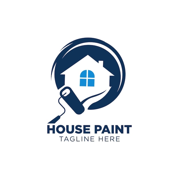 Blue color house painting logo business clipart