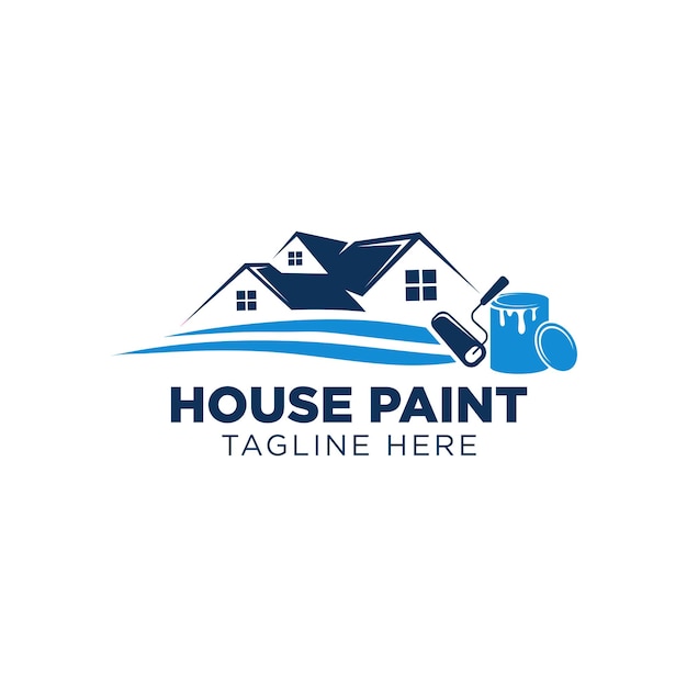 Blue color house painting logo business clipart