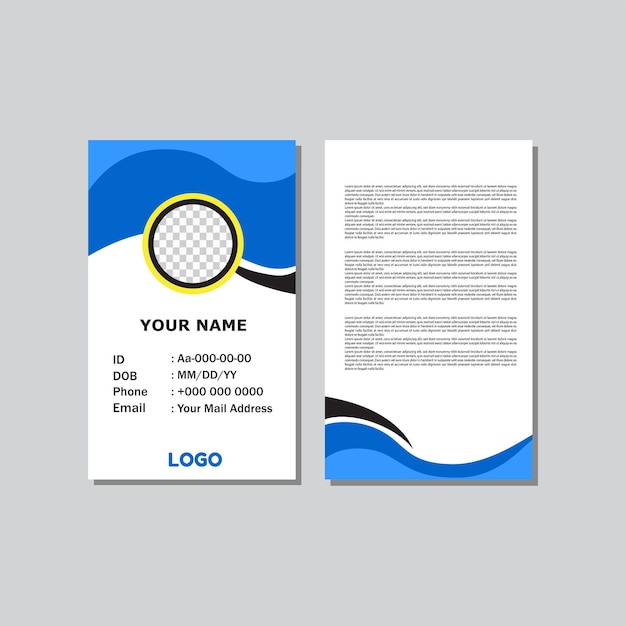 Blue color ID card design with abstract style for office