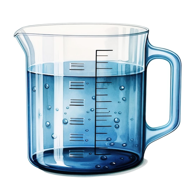 Вектор Голубой цвет измерительная чашка акварель вектор белый фон