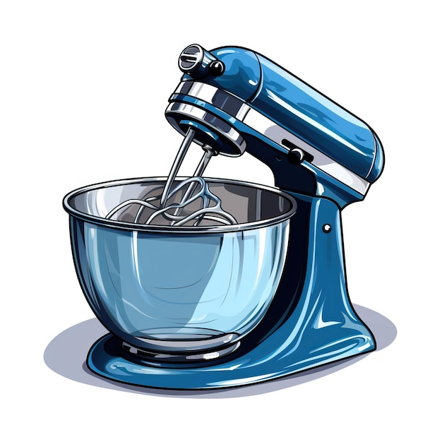 Vector blue color mixer handdrawn vector white background isola