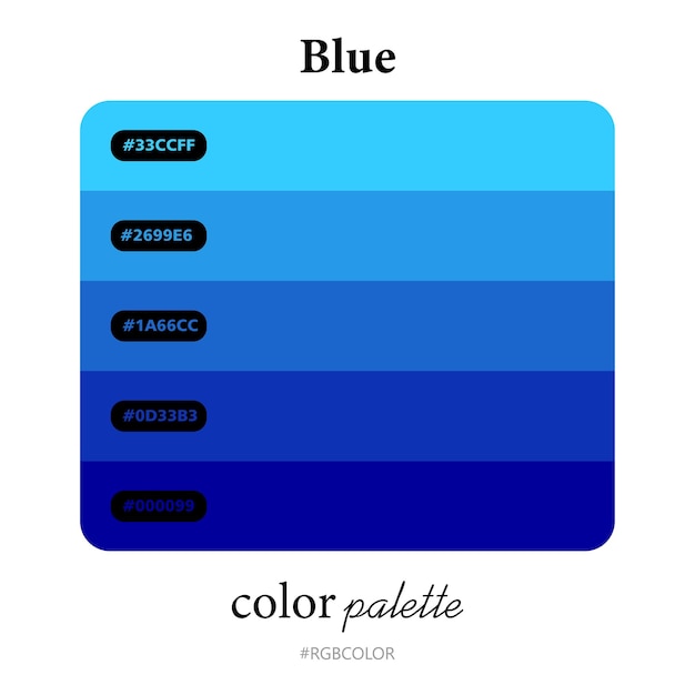 Tavolozze di colori blu accuratamente con codici, perfette per l'uso da illustratori