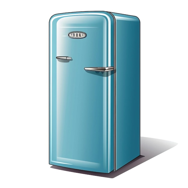 Vector blue color refrigerator handdrawn vector white backgroun