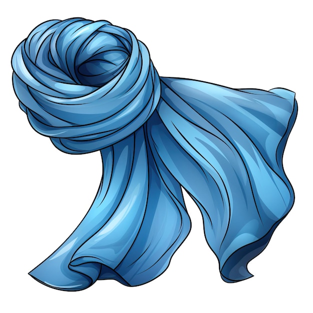 Vector blue color scarf cartoon vector white background isolated