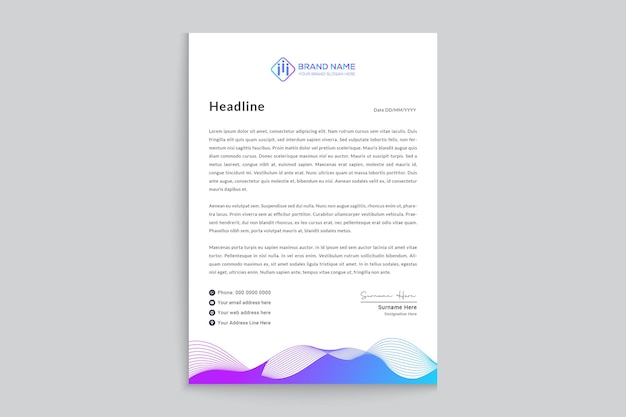 blue color simple letterhead design