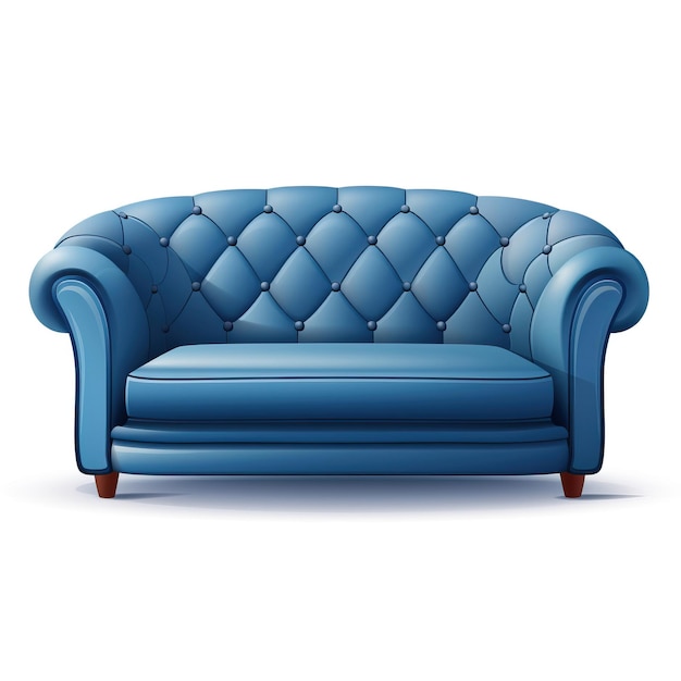Vector blue color sofa flat vector white background isolated hig