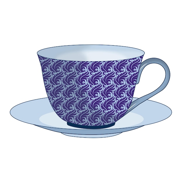 Vector blue color tea cup illustration