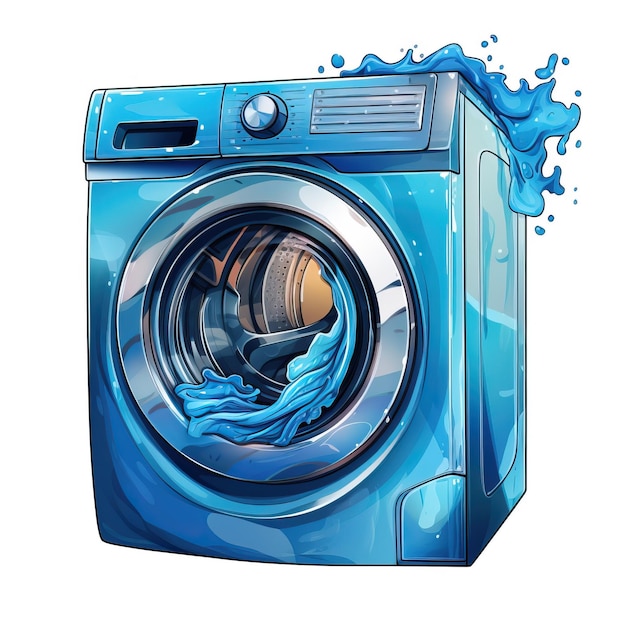 Blue color washing machine gradient vector white backgrou