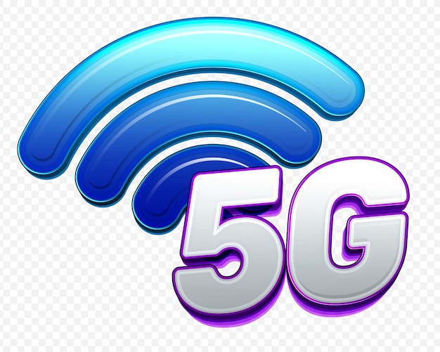 blue color wireless connection symbol with 5G icon