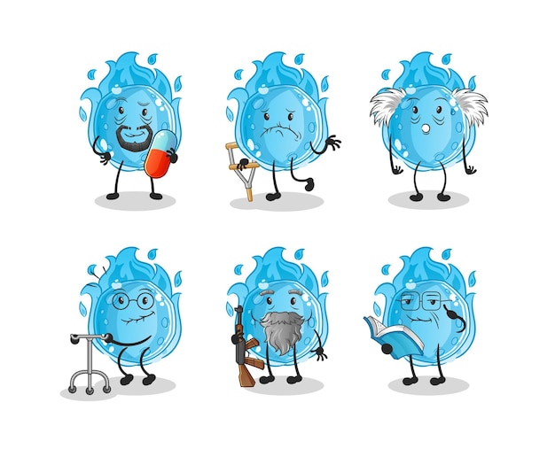 The blue comet elderly character. cartoon mascot vector