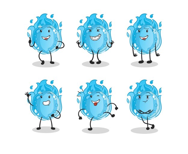 The blue comet happy set character. cartoon mascot vector