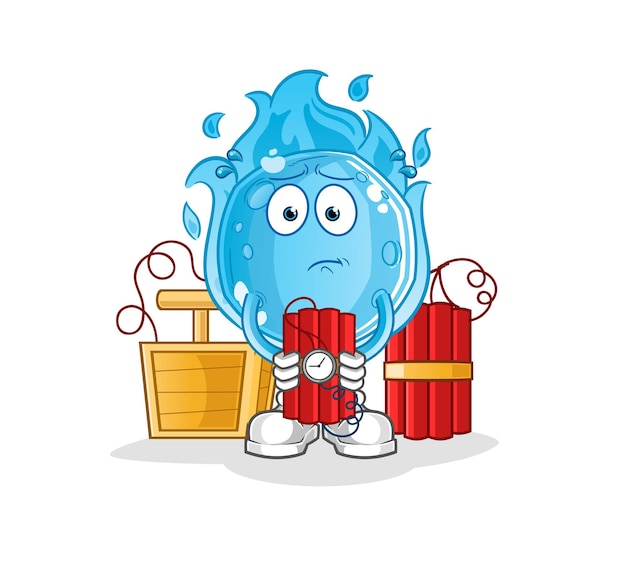 The blue comet holding dynamite character. cartoon mascot vector