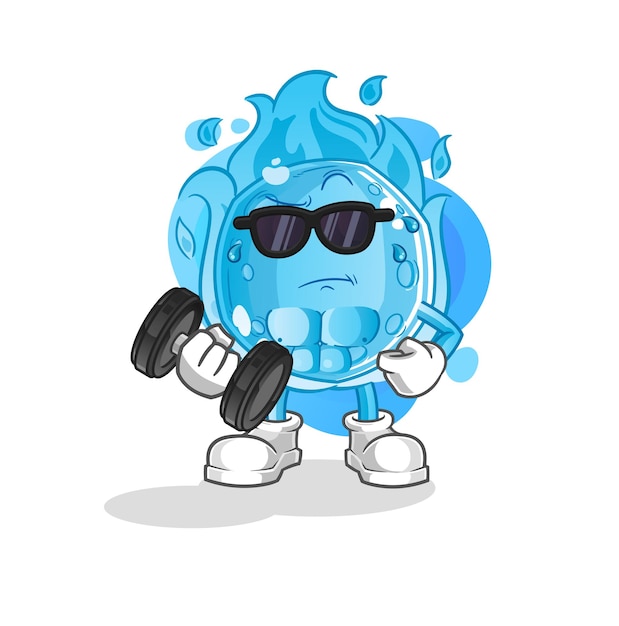 The blue comet lifting dumbbell vector. cartoon character