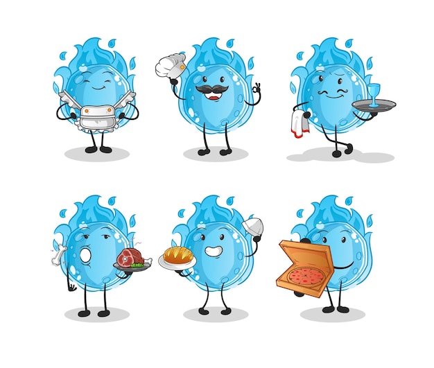 The blue comet restaurant group character. cartoon mascot vector