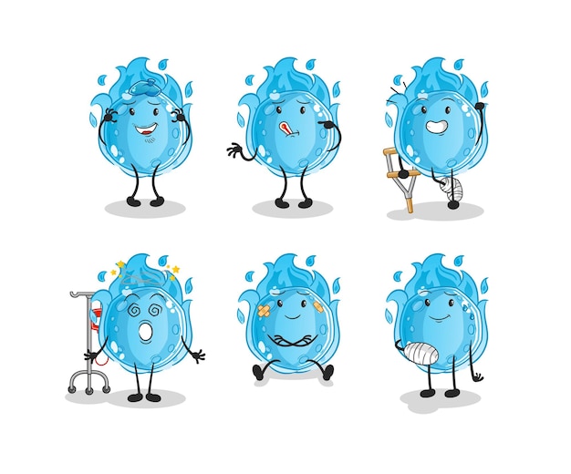 The blue comet sick group character. cartoon mascot vector
