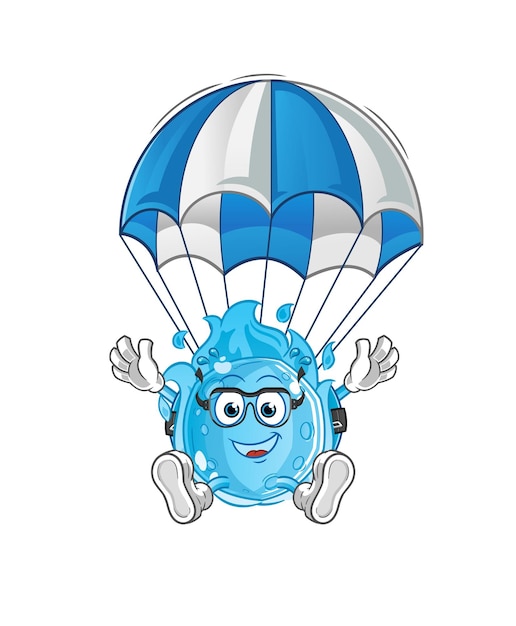 The blue comet skydiving character. cartoon mascot vector