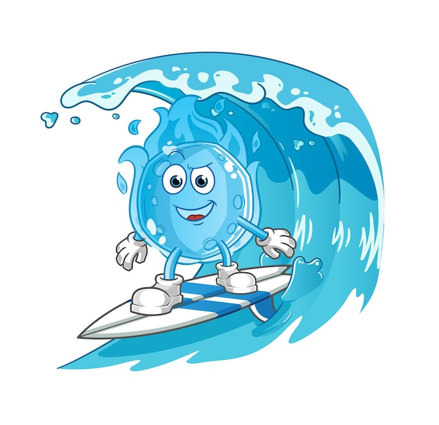 The blue comet surfing character. cartoon mascot vector