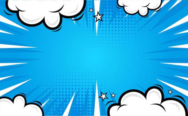 Blue Comic Cartoon Background Design Vector Template