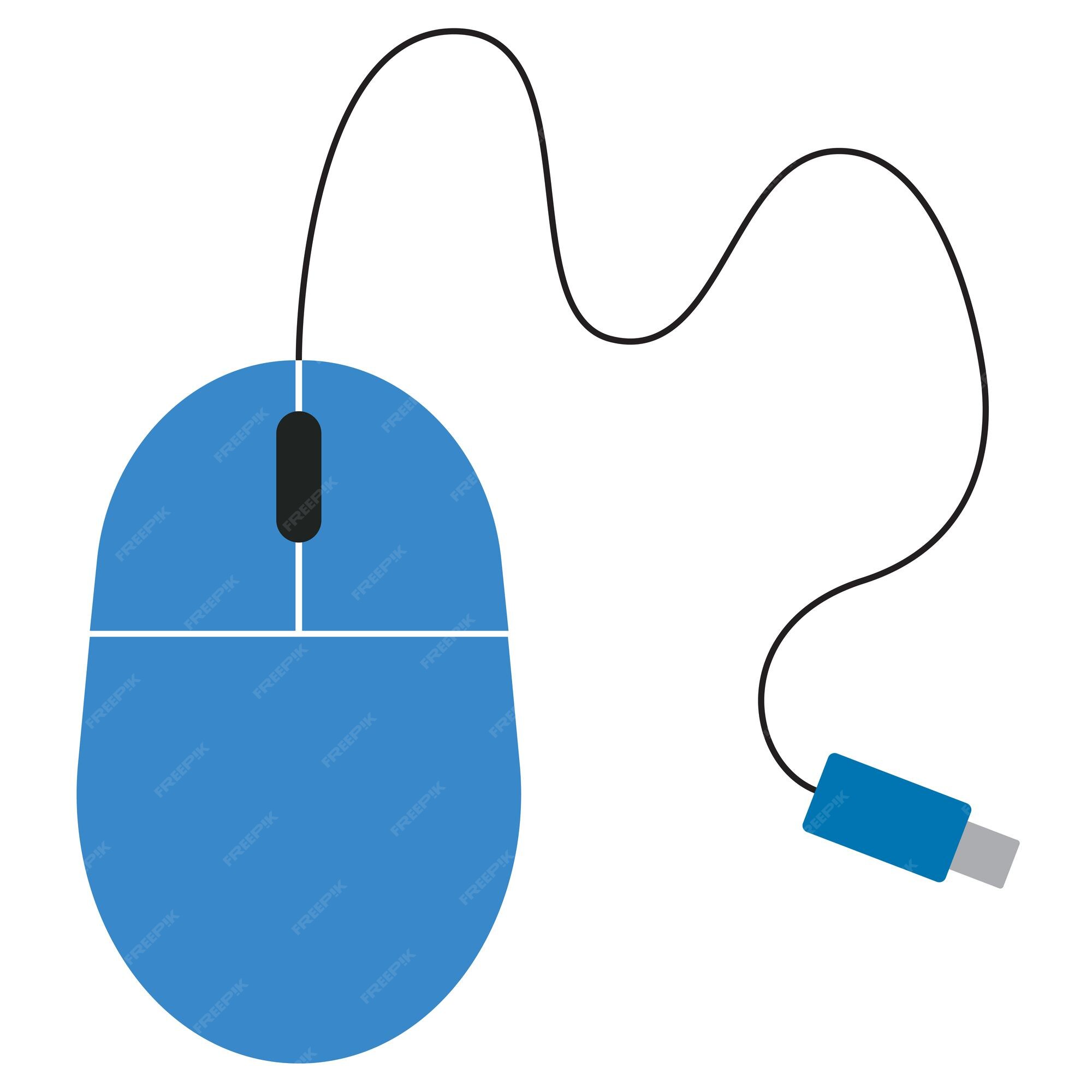 Premium Vector | Blue computer mouse with cord. Premium Vector | Blue computer mouse with cord.
