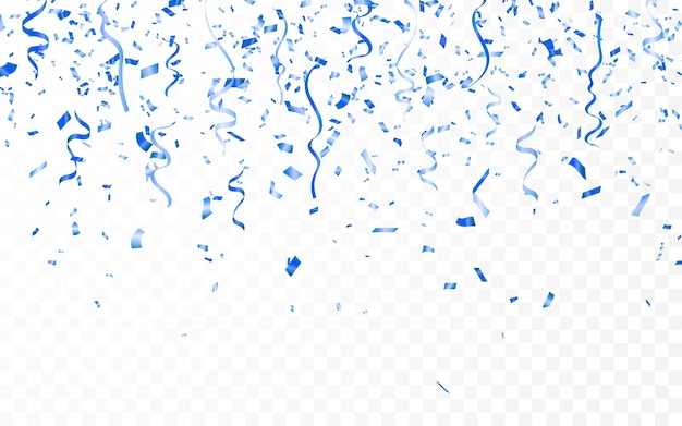 Vector blue confetti. celebration carnival ribbons.