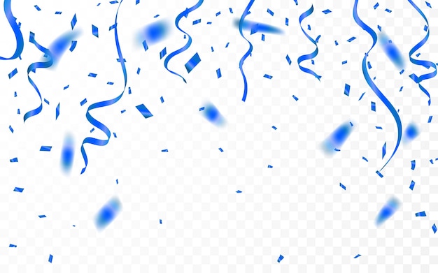 Blue confetti. celebration carnival ribbons.