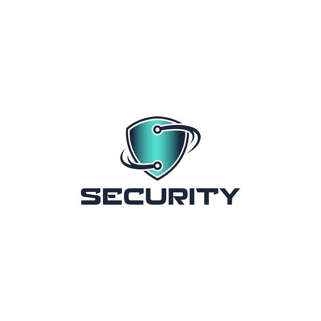 Blue connection shield security logo