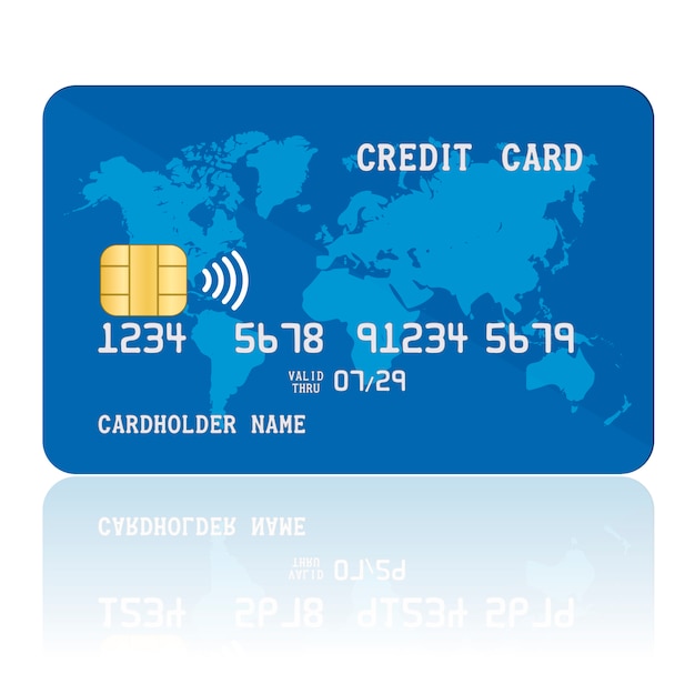 Carta di credito contactless blu.