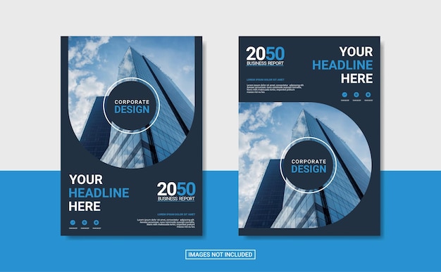 Blue corporate book cover design template