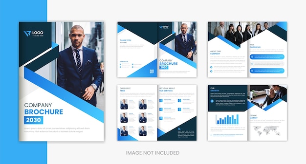 ベクトル ビジネス プロファイルの青い企業パンフレット デザイン テンプレート