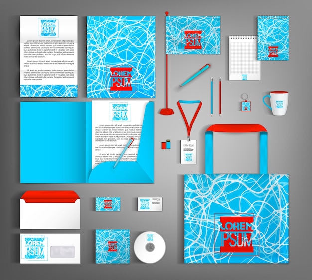 Blue corporate identity Bright modern editable template