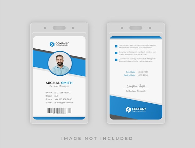 Blue corporate minimalist office identity card design template