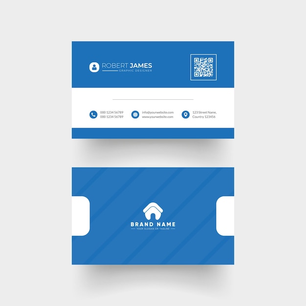 Vector blue corporate modern business card design template