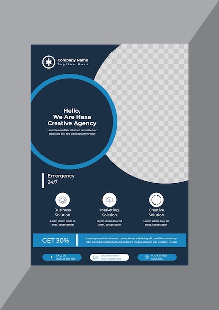 Vector blue creative medical flyer design template