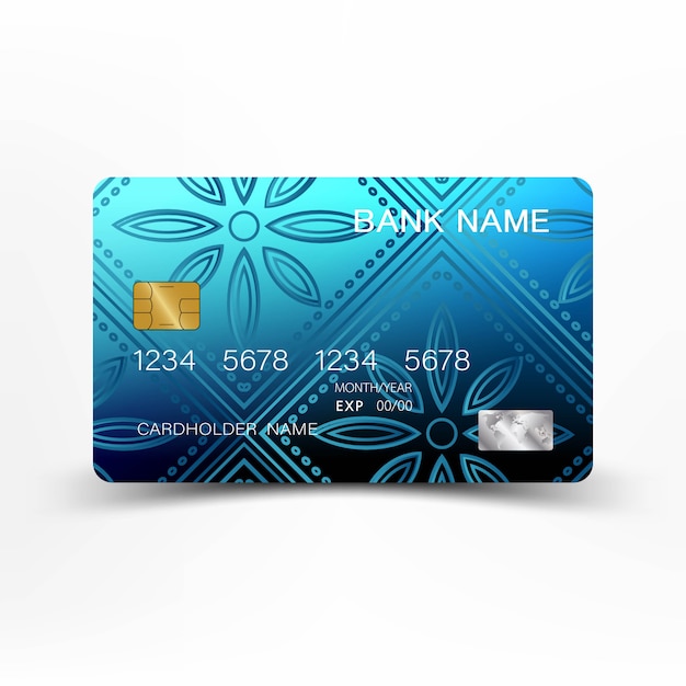 Синий дизайн кредитной карты.