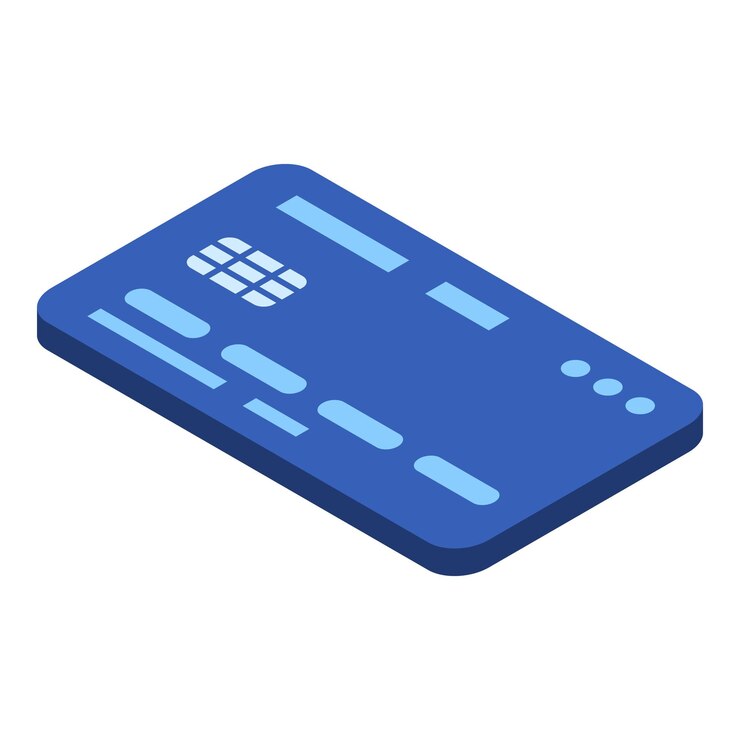 Vector blue credit card icon isometric of blue credit card vector icon for web design isolated on white background